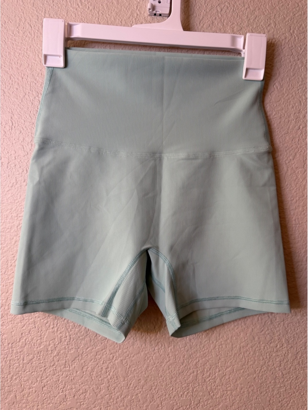 Halara Medium Mint Green Ribbed Biker Shorts